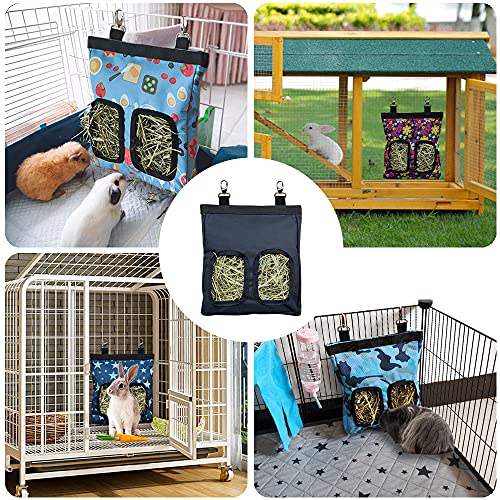 RIOUSSI Guinea Pig Hay Feeder, Hanging Rabbit Hay Feeder Bag. Black Paws | Upgraded Double Layer Fabric | Bite Resistant | Cleaner Hay & Less Mess | Small Animal Hay Holder for Bunnies & Chinchillas - color: Blackpaws