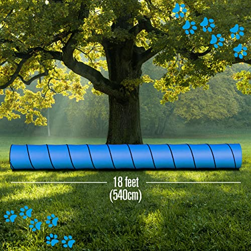 Dog Tunnel, Dog Agility Tunnel, Play, 18 Feet, Small, Medium, Large, Blue | Houseables Agility Equipment, Puppy Obstacle Course, Pet Playground, Crawling, Indoor/Outdoor, Pop Up Set, Exercise Tube, Toy - color: Blue