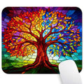 Abstract Tree of Life Mouse Pad, Rainbow Stained Glass Mosaic Art Desk Mat | 9.5"x 7.9", Vibrant Fantasy Design Colorful Artwork, Cute Smooth & Anti-Slip Mousepad - color: Colorful Design Wknoon-Art 01