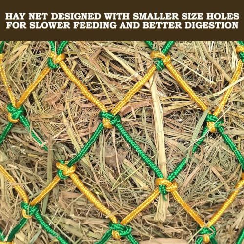 Hay Net for Horses,Slow Feed Hay Bag for Horses Goat Sheep | Hanging Hay Feeder Bag for Horses Stable Stall Paddock Rest Toy (Black+Green+Yellow) - color: Black+Green+Yellow