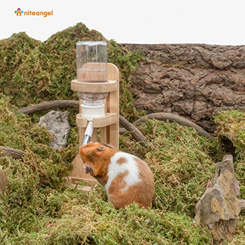Niteangel Hamster Water Bottle with Stand: 4oz/120ml Capacity & Leak-Proof | Adjustable Height - Far Away Cage Mess & Wet Bedding Water Dispenser for Syrian Dwarf Hamster Gerbils Mice Rat Or Small Pets - color: White