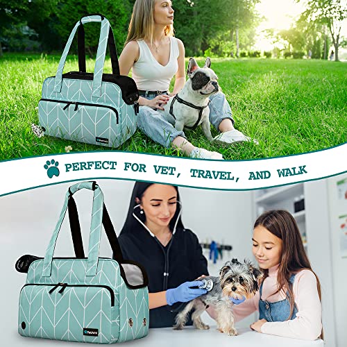PetAmi Small Dog Purse Carrier, Soft-Sided Pet Carrier Bag with Pockets, Portable Puppy Cat Travel Handbag Tote, Airline Approved Breathable Mesh, Poop Bag Dispenser, Max 18 lbs, Chevron Teal - color: Chevron Teal