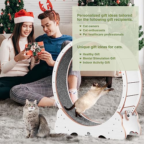 Cat Wheel, 46" XL Large Exercise Running Wheels with Detachable Carpet for Indoor Cats - color: White, size: XL