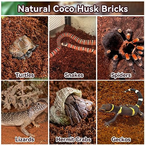 2 Pack Coconut Fiber Substrate, Natural Coco Coir Reptile Bedding | Reptile Substrate for Tortoises, Snakes, Hermit Crabs, Bearded Dragon and Turtles, Bioactive Terrarium Soil & Plant Substrate - color: 2 Pack