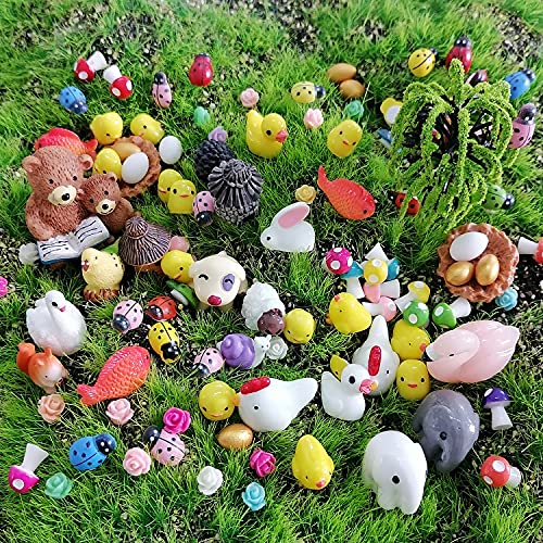 JKanruh 101 Pieces Miniature Animals,Fairy Garden Accessories,Miniature Toy Animals Ornament Kits Set for DIY,Fairy Garden House,DIY Terrarium,Flower Pots Ornaments,Craft Decor …