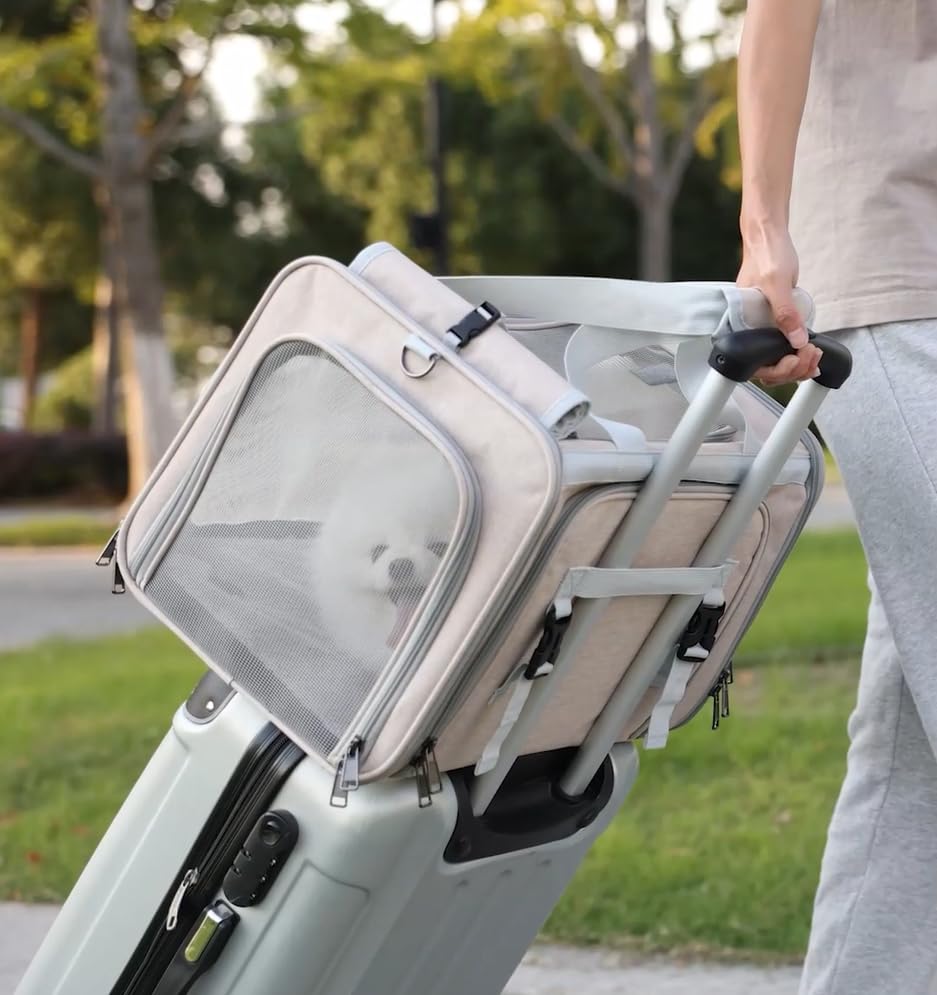 Small Dogs Carrier Airline Approved Soft Cat Carriers Stylish Expandable Pets Carriers Puppies Kitties Cage,Ventilated,Rabbit Bunny Small Animals Travel Outdoor Khaki Color - color: Khaki