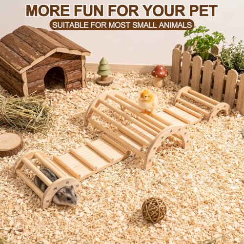 Novabright Wood Chick Perch Chicken Stand Training Perch Roosting Bar Coop Jungle Gym Baby Chick Wooden 5 in 1 Climbing Arch Bridge Platform Stand, Brooder Ladder Ramp Toys for Small Animals Hamsters