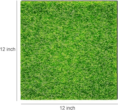 KISEER 6 Pack Fairy Garden Grass 12 x 12 Inches Miniature Artificial Craft Grass for Dollhouse Ornament DIY Decoration - size: 6 Pack 12 x 12