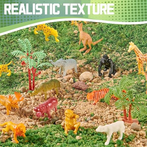 60 Piece Animal Figures with Gift Box, Safari Jungle Animal Figurines | Realistic Small Plastic Animal Figure Sensory Bins, Jungle Party Favors, Cupcake Topper, School Education, Birthday Gifts for