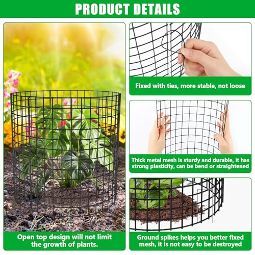5 Pack Plant Protectors from Animals, 17x14" Plant Cages for Outdoor Plants | Wire Plant Protector, Thick Metal, Non-deformable, Free-Cut, Cap-less Design, Plant Protection Cage to Keep Animals Out - size: 5 PACK-17x14inch