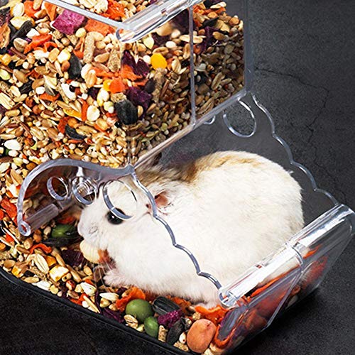 Hamsters Feeder Small Animals Automatic Dispenser Acrylic Clear Pet Food Storage Bowl for Dwarf Hamster Gerbils Mice Hedgehog Guinea Pig Pigeon Parrots (400ML) - color: 400ML