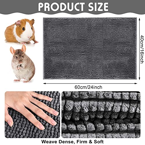 4 Pcs Guinea Pig Cage Liner 16 x 24 Inch Washable Chenille Pee Pads Pet Dog Cat Bedding Training Mat Reusable for Small Animals Puppy Bunny Hamster Chinchilla - color: Dark Gray, size: 16 x 24 Inch, style: Low Pile Chenille