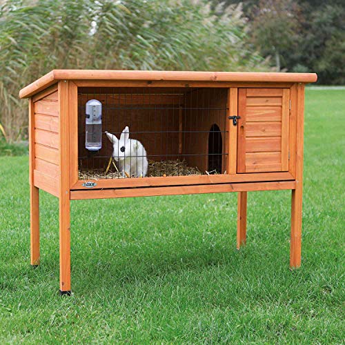 TRIXIE natura Rabbit Hutch with Run, 1-Story Elevated Outdoor Bunny House, Small Animal House for Rabbits or Guinea Pigs, Brown - style: 1-Story Rabbit Hutch, Large