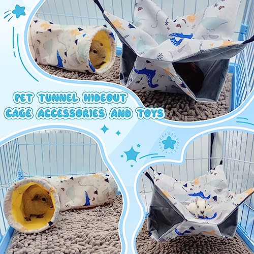 Large Caliber Guinea Pig Tunnel Hideout & Hammock, Rat Cage Corner Toy for Ferret Hedgehog Piggy to Hide and Shuttle (1. Tunnel-Dinosaur) - color: 1. Tunnel-dinosaur