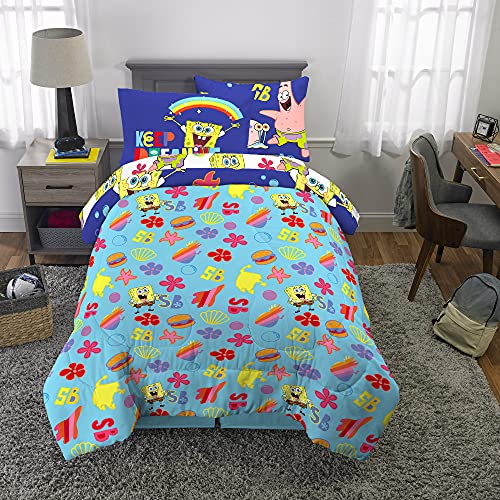Franco Kids Bedding Super Soft Comforter and Sheet Set with Sham, 5 Piece Twin Size, Spongebob Squarepants - color: Spongebob Squarepants, size: 5 Piece Twin Size