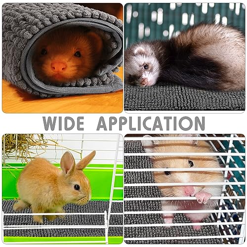 4 Pcs Guinea Pig Cage Liner 12 x 12 Inch Washable Chenille Pee Pads Pet Dog Cat Bedding Training Mat Reusable for Small Animals Puppy Bunny Hamster Chinchilla - color: Dark Gray, size: 12 x 12 Inch, style: Low Pile Chenille