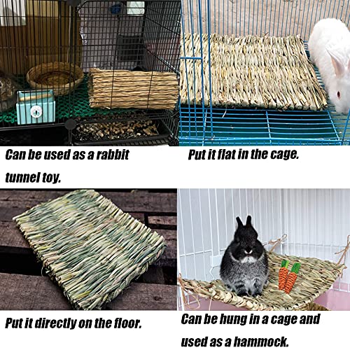 Tfwadmx 6 Pcs Rabbit Grass Mats 16''x11''Large Natural Woven Seagrass Mat Bunny Sleep Bed for Chinchillas Guinea Pigs Ferret Hamster Squirrel and Small Animals - size: 16.0''x11''(6pcs)