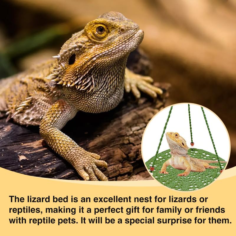 Reptile Hammock, Reptile Hammock Swing Hanging Bed for Bearded Dragon Lizard Snake Gecko Chameleon Parrot Hamster Small Pets （9.8"*17.7" Green） - color: Green