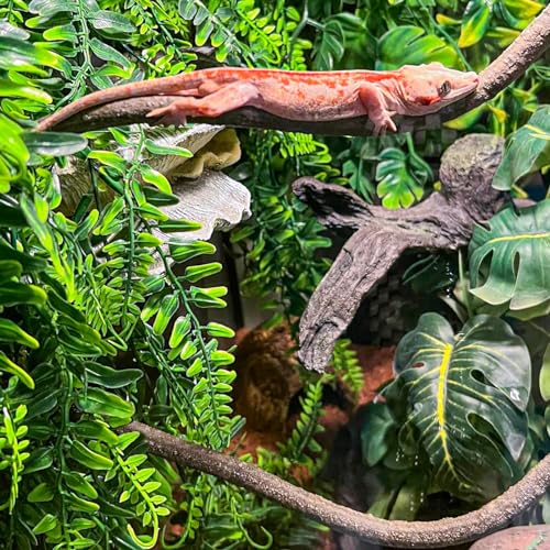 HERCOCCI Reptile Vines, Flexible Jungle Climbing Vines Terrarium Plastic Plants and Leaves Tank Accessories Decor for Gecko Snake Lizard Bearded Dragon Hermit Crab Frog