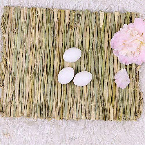 Hamiledyi Grass Mat Woven Bed Mat for Small Animal 3PCS Large Bunny Bedding Nest Chew Toy Bed Play Toy for Guinea Pig Parrot Rabbit Bunny Hamster Rat