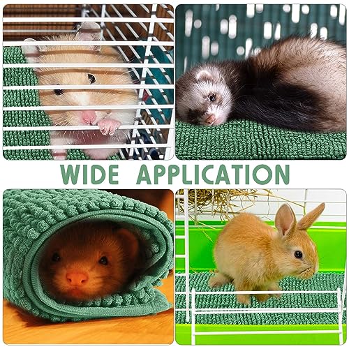 4 Pcs Guinea Pig Cage Liner 16 x 24 Inch Washable Chenille Pee Pads Pet Dog Cat Bedding Training Mat Reusable for Small Animals Puppy Bunny Hamster Chinchilla - color: Dark Green, size: 16 x 24 Inch, style: Low Pile Chenille