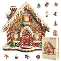 Wooden Puzzles Adults, Christmas Gingerbread House Wooden Puzzles 100 Pieces, Unique Animal Shaped Wood Challenging Jigsaw Puzzles Gifts for Adults, 8.4x8.3in - color: Christmas Gingerbread House, size: Small