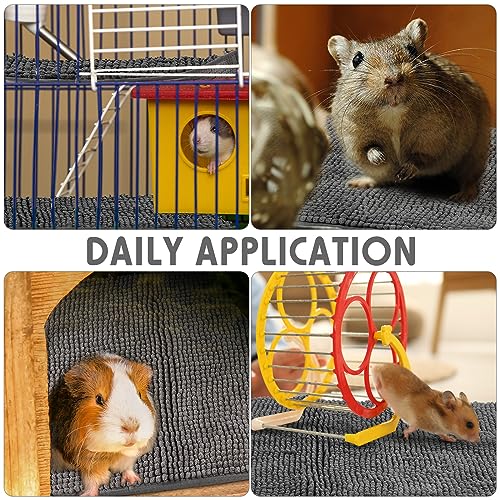 4 Pcs Guinea Pig Cage Liner 12 x 12 Inch Washable Chenille Pee Pads Pet Dog Cat Bedding Training Mat Reusable for Small Animals Puppy Bunny Hamster Chinchilla - color: Dark Gray, size: 12 x 12 Inch, style: Low Pile Chenille