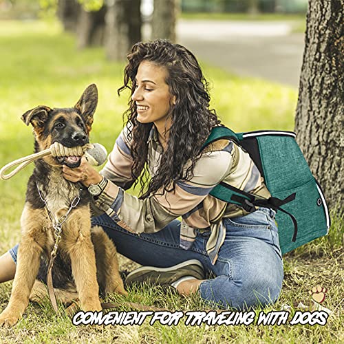 BAGLHER丨Dog Travel Bag Backpack, Airline Approved Pet Supplies Backpack, Dog Travel Bag with 2 Silicone Collapsible Bowls and 2 Food Baskets Green - color: Green