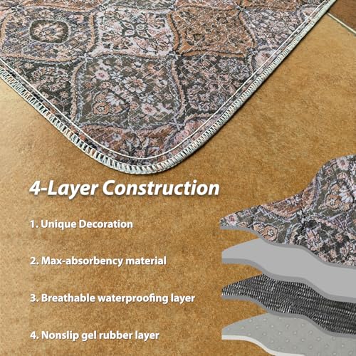 nunubaby Washable Pee Pads for Dogs, Stylish, Non-Slip and Leak-Proof Pee Pads. Reusable Potty Pads for Dogs for Crates and Floors.(Brown/Multi, 18" x24" ) - color: Brown/Multi, size: 18x24 Inch (Pack of 2)