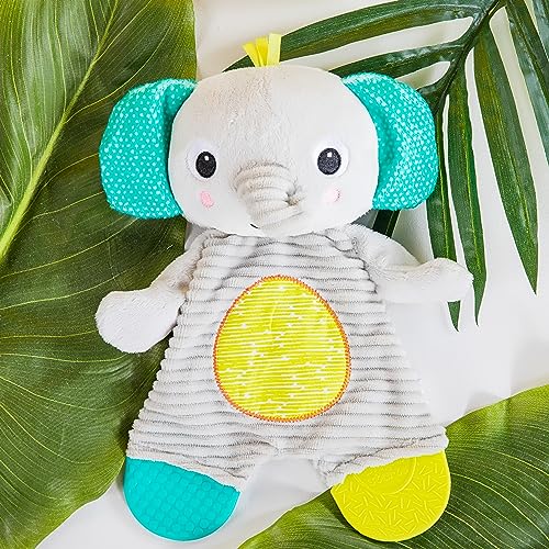 Bright Starts Snuggle & Teethe BPA-Free Crinkle Teething Plush Baby Toy - Elephant - color: Gray, size: 1 Count (Pack of 1)