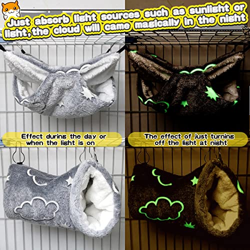 LEFTSTARER Noctilucent Luminous Guinea Pig Rat Hammock Bunkbed Hanging Tunnel and Soft Bed Mat for Ferret Hedgehog Squirrel Hideout Cage Accessories (1.Tunnel and Bunkbed Hammock) - color: 1.Cloud Hammok and Tunnel