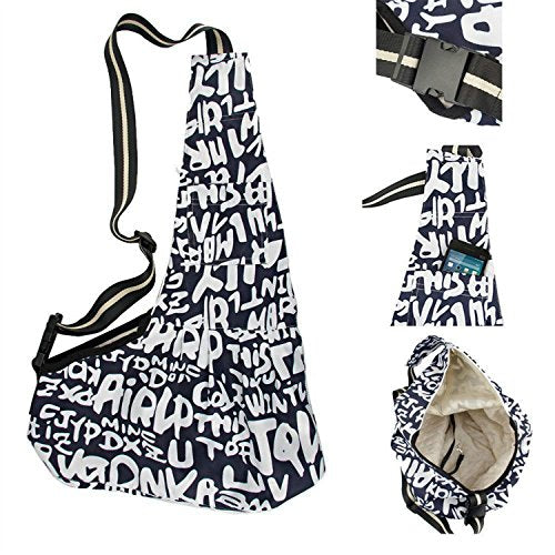 Pet Dog Puppy Cat Carrier Bag Oxford Cloth Sling Dog Doggy Cat Carrier Single Shoulder Bag-Medium,Blue Letter - color: Blue Letter, size: Medium