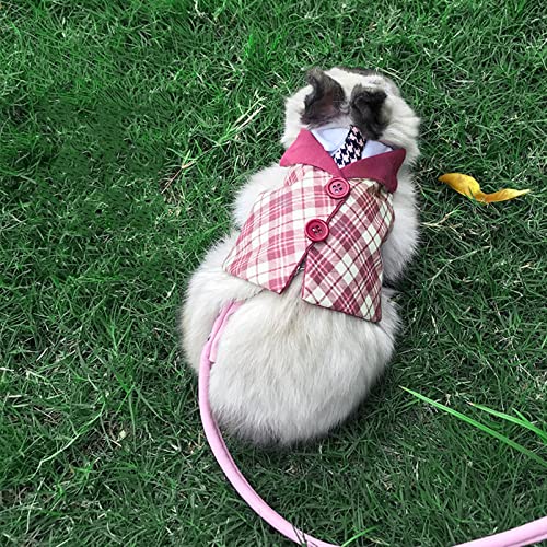 Bunny Harness and Leash,Adjustable Soft Guinea Pig Clothes Pet Rabbit Ferret Harness Costumes for Small Animals Dress - color: Pink, size: Small