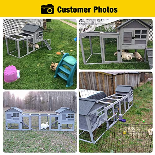 Rabbit Hutch Indoor Outdoor Bunny Cage Rabbit cage with Run, Deeper No Leak Tray, Weatherproof