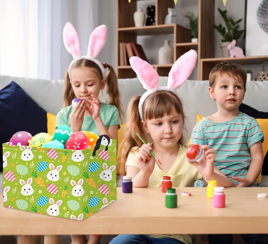 Rectangular Easter Bunny Storage Basket for Kids & Baby - Cute Toy Storage Bin and Organizer - Room Decor - color: Cute Easter Bunny