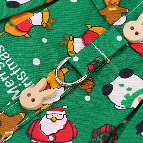 Adjustable Christmas Rabbit Harness and Leash Set, Small Animal Christmas Costume Bunny Clothes Santa Snowman Pattern Outfit for Ferret Guinea Pig Rabbit Bunny Hamster(Green/M)