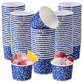 Jingmore 100 Pcs Ice Cream Paper Cups Bulk 8 oz Disposable Dessert Bowls for Hot or Cold Food Snack Treats Gift for Birthday Summer Party Favor Decoration(Blue Gold Ring) - style: Blue Gold Ring