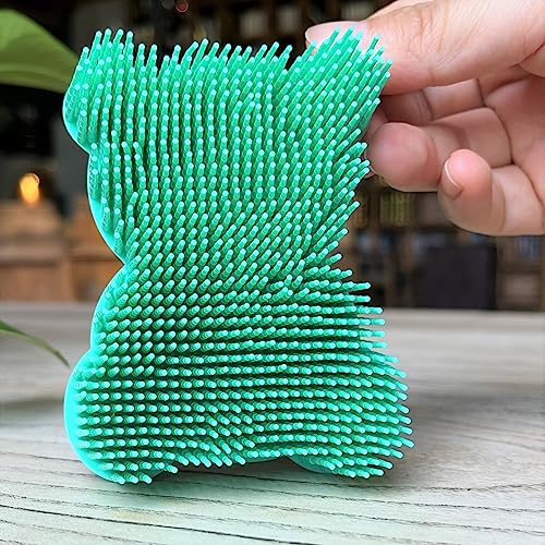 Premium Sensory Brush for Kids or Autism,Soft Silicone Body Scrubber,2 in 1 Sensory Room Occupational Therapy Fidget Brushes,Silicone Loofah,Pet Shower Brushes Bath Shampoo Brush(Bear-Teal) - color: Bear-teal