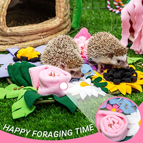 Snuffle Mat for Rabbit, Cute Flower Interactive Bunny Foraging Toy | Enrichment Feeder Toy & Cage Accessories for Rabbit, Guinea Pig, Hedgehog, Chinchilla (11.8x11.8in)