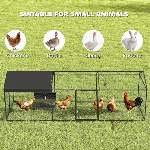 PawHut Large Metal Chicken Coop Chicken Run, Cover 3-5 Poultry 118"x39"x39" | Waterproof, Anti-UV, Outdoor Poultry Cage Rabbit Hutch, Backyard Farm, for Duck, Cat