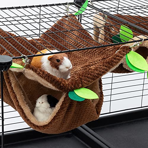 Guinea Pig Hideout, Fleece Rat Tunnel & Hammock Set House Cage Accessories | Small Animal Bed for Rat Chinchilla Hamster Hedgehog, Pet Hammock for Playing Sleeping