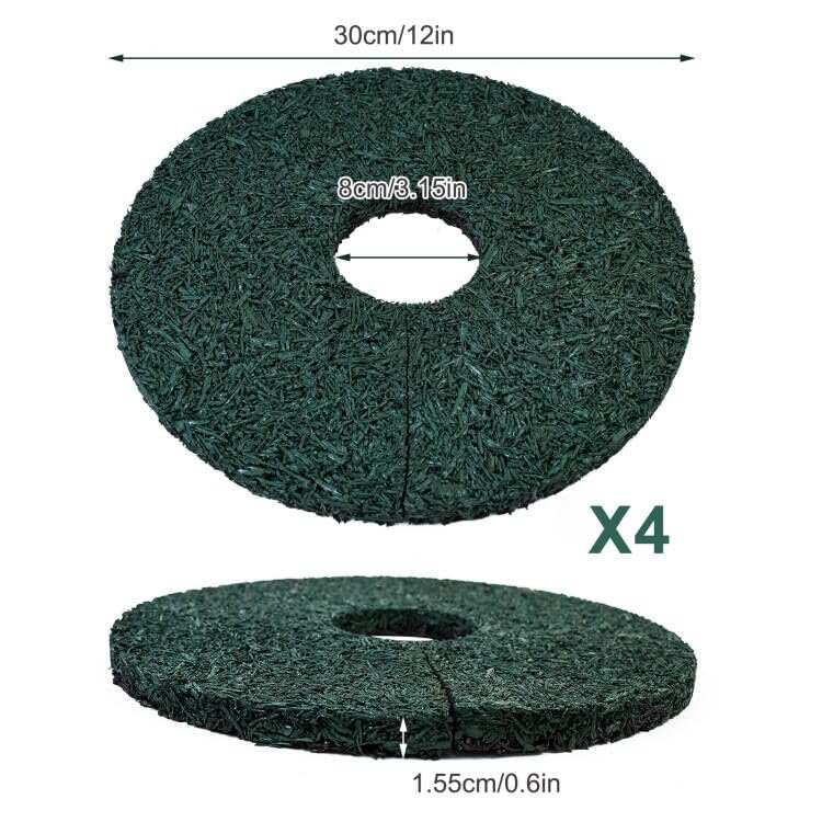 4pcs Double Side Rubber Tree Mulch Ring, 12In Heavy Duty Recycled Rubber Mulch Mat Natural Look Tree Root Protector Mat Reversible Round Tree Ring for Prevent Animal Dig, (Green Brown) - color: Green-4