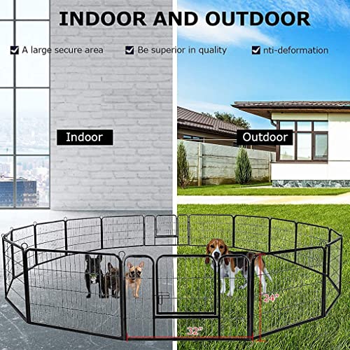BestPet | Dog Playpen | 24", 16 Panels | Heavy Duty Metal Pet Exercise Pen | Indoor/Outdoor Fence Panels | Rust-Resistant, Removable, Tool-Free Setup | Anti-Skid, Expandable Design - style: 16 panels