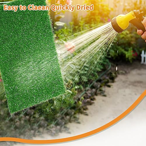 LOOBANI Dog Grass Pee Pads, 59x59in Large Fake Grass Pad for Potty | Realistic, Pet-Friendly, Washable, Fake Grass Mat for Dogs to Pee on, Outdoor Indoor Pee Grass, Easy to Clean, with Drainage - size: 59*59 inch