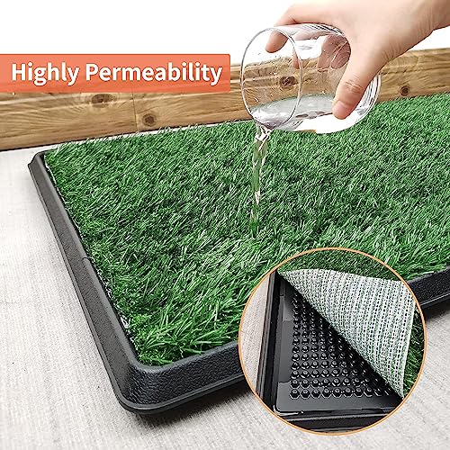 Grass Pad with Tray 20"x16", Dog Litter Box for Puppy Training | Easy to Clean, Full System with Trays, Artificial Grass Patch Bathroom Mat & Washable Pee Pad, Indoor/Outdoor Use - size: 20"x16"（4 Layer Potty System)