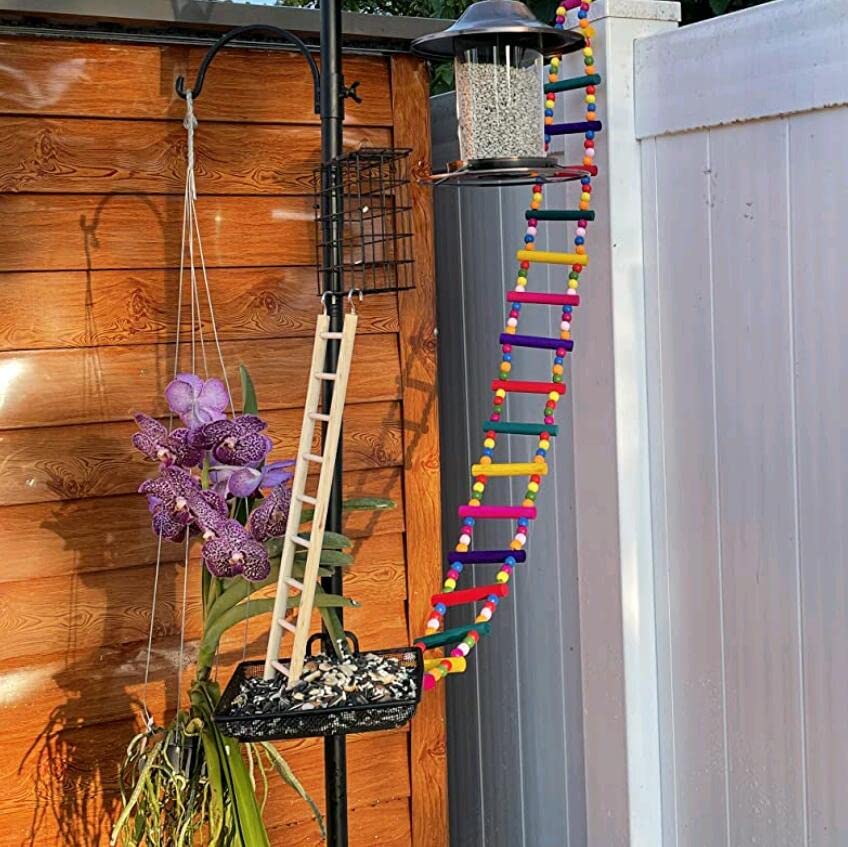 Bird Ladder Toys Coloured Flexible Parrot Swing Bridge Wooden Cockatiel Cage Hanging Climbing Ladder (39 in (16 Steps)) - size: 39 in (16 Steps)