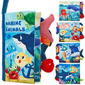 hahaland Baby Books 0-6 Months, Infant Tummy Time Baby Toys 6 to 12 Months | Touch Feel Book Baby Gifts for Boy Girl 0-3 Months Learning Toy Baby Birthday Easter Basket Stuffers 1PCS - style: Marine Tails