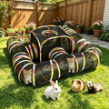 CypherX Outdoor Rainbow Cat Enclosure, 5 in 1 Portable Cat Tents for Outside Cage Free Outside Pet Enclosure Cat Tunnel Outdoor Playground for Indoor Cats and Small Animals - size: 5 in 1 Haven(11.8"W)