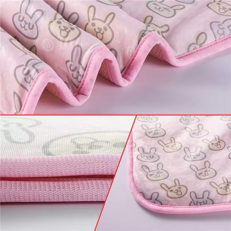 Pet Cooling Mat Cat Dog Cushion Pad Summer Cool Down Comfortable Soft for Pets and Adults (S, Pink) - color: Pink Rabbit, size: S: 15.5'' x 19.5''