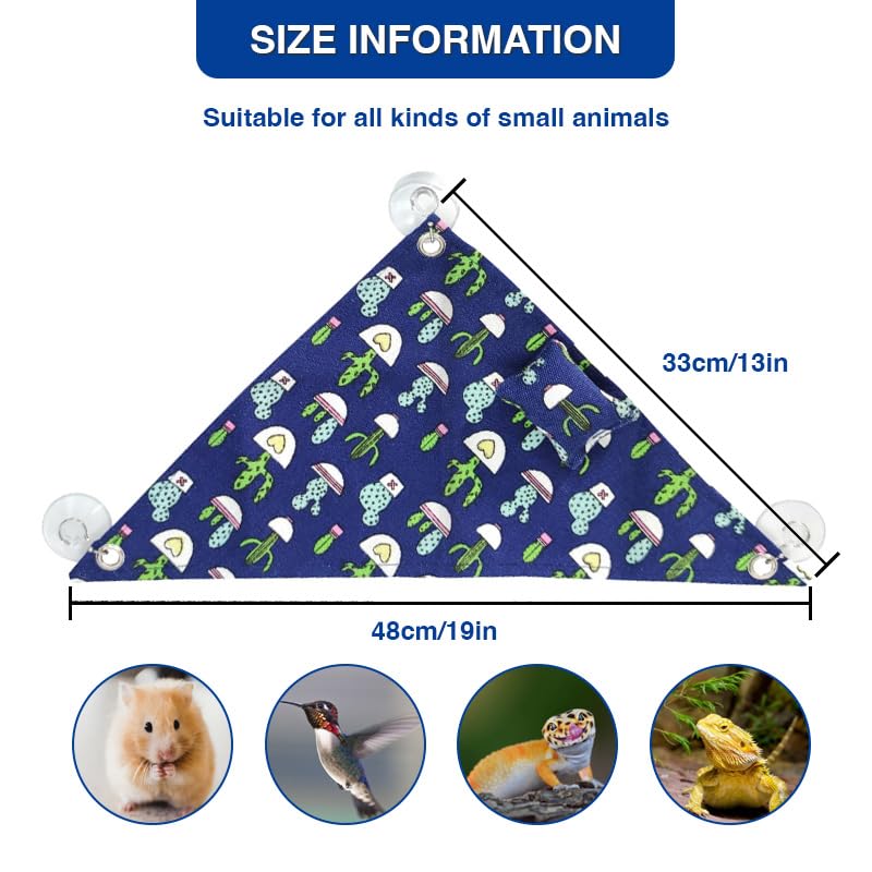 Bearded Dragon Hammock Swing Hanging Reptile Bed Lounger with Pillow Hooks & Suction for Large Small Bearded Dragons Geckos Lizards Snakes (Blue) - color: Blue